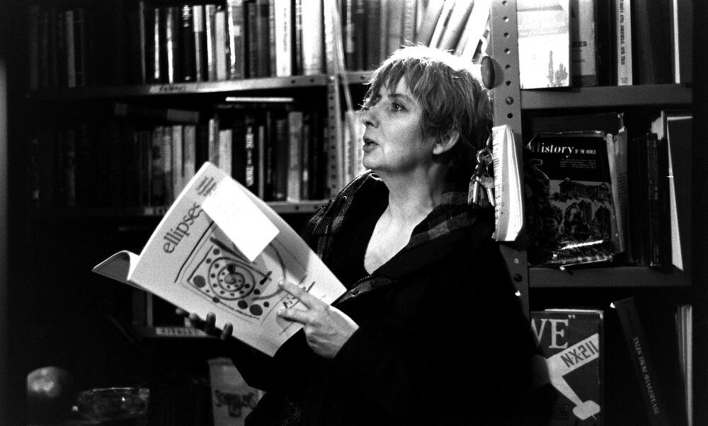 Writer E.T. Cecile Hopkins reciting a poem at her bookshop (Old York Books) at 122 French Street. Writer E.T. Cecile Hopkins reciting a poem at her bookshop (Old York Books) at 122 French Street.